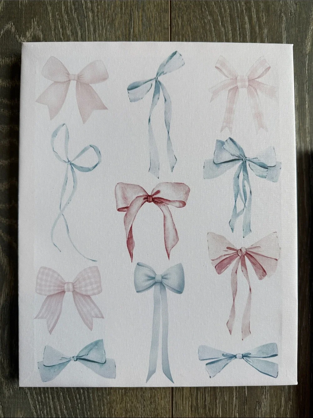 Ribbon Bow Canvas Wall Art Set - Blue & Pink